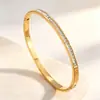 Pulseira de luxo leve da moda transfronteiriça europeia e americana, banhada a ouro 18k, cravejada de diamantes, não desbota, presente, acessório diário