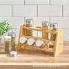 Estante de Almacenamiento Soporte para Tazas de Condimentos Estante de Almacenamiento Multifuncional Almacenamiento Estante de Almacenamiento de Madera Estante para Especias de Madera Maciza de Dos Capas para el Hogar