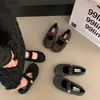 Sapatos Mary Jane de Lã Versáteis Retrô com Aumento de Altura Oculto, Estilo Birkenstock, Outono/Inverno, Bico Redondo, Solado Macio, 2026, Estilo Mori, Forrado com Lã, Sapatos de 4cm