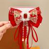 Pinza para el Cabello Roja Niños Lazo Grande Adorno para la Cabeza Accesorios para el Cabello de Niñas Año Nuevo Terciopelo Celebridad de Internet Bebé Princesa Pasador de Año Nuevo