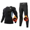 Leggings térmicas de inverno para fitness e esportes, camada de base masculina de alta elasticidade com forro de fleece para corrida e basquete, conjunto de roupa íntima para treinamento e modelagem corporal