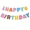 Fiesta de Cumpleaños de Bebé Conejito Niños Niñas Banner Decorativo Rosa Brillante Banner de Fiesta Feliz Cumpleaños Papel