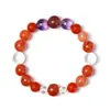 Pulsera de Cristal Natural Redondo de 10 mm, Círculo Único, Pulsera de Cinco Elementos con Cristal Rojo, Pulsera de Ojo de Tigre Dorado, Joyería, Tendencia Ins