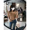 Camiseta de Manga Larga Sexy Estilo Retro Americano Hombros Descubiertos para Mujer Otoño Nuevo Look Adelgazante Hombros Descubiertos Tops