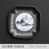 Posavasos Premium Pintados a Mano, Portavasos Florales Retro de Aleación de Aluminio, Posavasos Aislantes de Calor para Juego de Té Casero, Accesorios Creativos para Ceremonia de Té Kung Fu