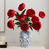 Flores artificiales de hibisco y peonía, flores artificiales para decoración del hogar, peonías para decoración de interiores, peonías artificiales para arreglos florales