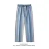 Pantalones Casuales de Color Denim Retro Combinado para Hombre y Mujer, Estilo Hong Kong Suelto, Pierna Recta, Pierna Ancha, Primavera 2023