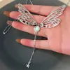 Cadena para Clavícula con Alas de Mariposa Huecas Estrellas y Borla, Fresca y Elegante, con Diseño Único de Nicho, Collar de Nuevo Estilo
