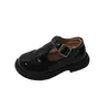 Sapatos de couro para meninas, sapatos de princesa infantis, sapatos Mary Jane, novos sapatos de performance retrô estilo britânico para primavera e outono, com sola macia, para meninas pequenas