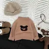 Suéter Infantil 2025 Primavera e Outono Novo Estilo Coreano Masculino e Feminino Bebê Tendência Desenho Animado Cardigan de Tricô Roupas para Passeio de Bebê