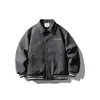 Chaqueta de Béisbol de Lana Retro Americana con Cuello Campana para Hombres y Mujeres, Abrigo de Algodón Holgado Estilo Universitario para Otoño e Invierno