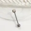 Clavo de lengüeta F136 diente interior doble cabeza barra recta tres garras circón胚球 bola bola bola aleación de titanio G23 joyería para perforación Puente de oreja