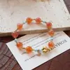 Pulsera de Ágata Corazón de Azúcar Naranja Natural para Mujer, Pulsera con Dijes de Corazón de Melocotón, Mejora el Cutis, Diseño Suave y Elegante, Joyería de Mano