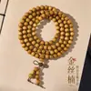 Pulsera de 108 Cuentas de Nanmu Dorado Nueva Chinoiserie Pulsera Multicírculo de Nicho para Hombres y Mujeres Collar Chinoiserie