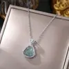 Corrente de clavícula em aço titânio estilo nacional retrô pingente de cadeado da paz de jade temperamento versátil acessórios de estilo chinês de alta qualidade