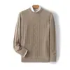 Nuevo suéter de punto para hombre de lana 100% para otoño e invierno, cuello redondo, grueso, talla grande, camiseta base de punto, suéter de cachemira versátil