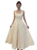 Vestido sin mangas de cuello cuadrado con dobladillo ancho para mujer, minimalista y elegante, estilo favorecedor y suave, versátil para citas y salidas