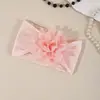 Nuevo accesorio para el cabello infantil transfronterizo europeo y americano: Diadema ancha suave de jacquard floral de nailon grande para bebés y niños pequeños para proteger la fontanela