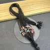 Colar de Trevo de Quatro Folhas com Cristal de Morango Ajustável Feito à Mão para Mulheres, Pingente de Cristal Ágata Jade, Corrente de Pescoço Clavicular
