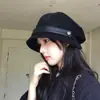Boina minimalista de estilo japonés para mujer, boina de color liso estilo británico vintage, boina lisa de algodón puro artística