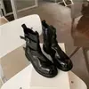 Versión de Piel de Vaca, Superventas de Celebridades de Internet, Botines Estrechos con Efecto Arrugado Lavado de Piel de Caballo, Punta Redonda, Suela Gruesa, Botines Cortos para Mujer, Botas de Monta, Estilo Otoño e Invierno