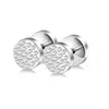 Pendientes transfronterizos: Aretes de acero inoxidable para hombre, redondos, con gota de aceite negra, aretes de barra de disco redondo simples, al por mayor