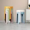 Banqueta redemoinho extra-grossa para uso doméstico na sala de estar, banqueta redonda moderna simples empilhável, banqueta alta de plástico, cadeira de mesa de jantar