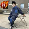 Conjunto de Inverno para Meninos Lindo e Estiloso 2025 Novo Moletom de Lã de Inverno Infantil Esportivo para Crianças Maiores Outono e Inverno Moderno e Bonito