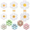 Nuevos Globos de Margarita Blanca Accesorios para Fotos Estilo Ins Decoración de Cumpleaños Puesto Callejero 61 Cara Sonriente Globo de Girasol