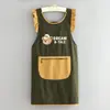 Delantal con Volantes Estilo Coreano con Texto Impreso, Ropa de Trabajo Anti-Manchas para Catering y Trabajo, Cocina, Delantal Resistente al Agua para el Hogar para Mujeres