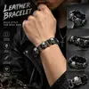 Pulsera de Calavera Estilo Gótico, Pulsera de Cuero Ajustable Punk Personalizada, Popular en Europa y América, Joyería Transfronteriza al por Mayor