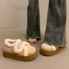 Zapatos tipo Birkenstock de tamaño pequeño con suela de plataforma para mujer, nueva colección de invierno 2026, que aumentan la altura, cálidos y con forro de polar, botas de nieve