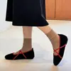 Sapatos Mary Jane Femininos Quadrados Retro Franceses com Tiras Cruzadas 2026 Novos Versáteis Cor Lisa Color Block Boca Rasa Sapatos para o Dia a Dia