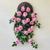 Revestimiento de pared de enredadera de rosas artificiales de alta gama y realista, adecuado para decorar paredes de sala de estar, con follaje y enredaderas de flores artificiales, incluyendo plantas colgantes