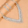 Moda Europeia e Americana Colar e Brincos de Gota Cheios de Diamante Elegante Luxo Versátil Terno de Colar de Strass Colar07