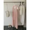 Vestido informal tipo suéter ajustado versátil de moda vintage para mujer, Verano 2026, con cuello en V de cinta y dobladillo ancho