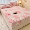 Sábana Cálida de Piel de Conejo de Invierno Protector de Colchón Espeso de Leche Polar Cubierta de Cama Antideslizante Cubierta de Ropa de Cama Cubierta Antipolvo