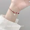 Pulsera de Hilo Rojo con Cuentas de Plata S925 Nalan Diseño Artístico Retro Estilo Chino Pulsera Ajustable S8584