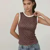 Colete Pequeno Europeu e Americano Color-Blocking de Bolinhas Transfronteiriço Roupas Femininas Verão 2026 Amazon Comércio Exterior Sem Mangas Slim Fit