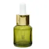 Botella cosmética 15ml Botella con gotero Hombro inclinado Botella de vidrio transparente Botella de esencia verde oliva Botella pequeña de muestra marrón