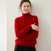25 nuevos suéteres de cachemira de cuello alto para mujer, con cuello alto, corte holgado, material grueso, color liso simple y diseño de punto pullover