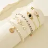 Pulsera de Cordón Trenzado Estilo Vacaciones de Verano Nuevo Europeo y Americano Pulsera de Playa Estrella de Mar Concha Perla Pulsera Trenzada de Cordón Ajustable