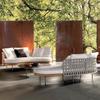 Muebles de exterior de teca escandinava personalizados para alojamiento familiar, hotel, sofá de ratán tejido, balcón de teca, sofá informal para exteriores, patio
