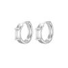Aretes de Plata Esterlina S925 de Moda Retro Cuadrados con Zirconio Negro Pendientes Transfronterizos Simples de Nuevo Producto Geométricos con Zirconias Incrustadas para Mujeres