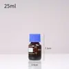 Botella de Reactivo Graduada con Tapa Azul, Botella de Vidrio, Tapa Azul Antirrobo, Botella para Fase Móvil con Boca de Seda, Botella Dosificadora de Vidrio Marrón Transparente