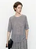 Falda corta de lana de oveja con cuello redondo calado, top de lana para mujer, fino, suave, cómodo, color liso, versátil y cálido