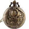 Relógio de bolso retrô a vapor de locomotiva de bronze da moda por atacado relógio de bolso retrô de locomotiva grande oco multi estilo