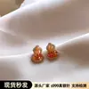 Novos Brincos de Zircônia em Forma de Cabaça com Cor Gradiente Estilo Chinês para Mulheres, Brincos Elegantes de Luxo Leve de Nicho de Alta Qualidade, Acessórios de Orelha Únicos e Bonitos