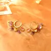 Pendientes Populares de Piedra Natural de Colores con un Toque de Alta Gama, Elegantes y de Moda Accesorios de Oreja Vintage, Clips de Oreja Bohemian Únicos y Distintivos