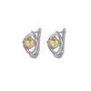 Pendientes Yilu de Plata con Citrino Natural Plata de Ley S925 Hoja de Amatista Cuentas Clip para Oreja Facetado Estilo Más Vendido